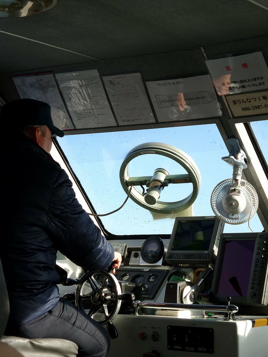 boat, pilot, ferry, conductor, one person, real people, control HD wallpaper