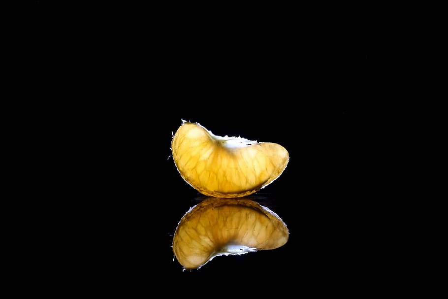 healthy, orange, reflection, fruit, black background, studio shot HD wallpaper