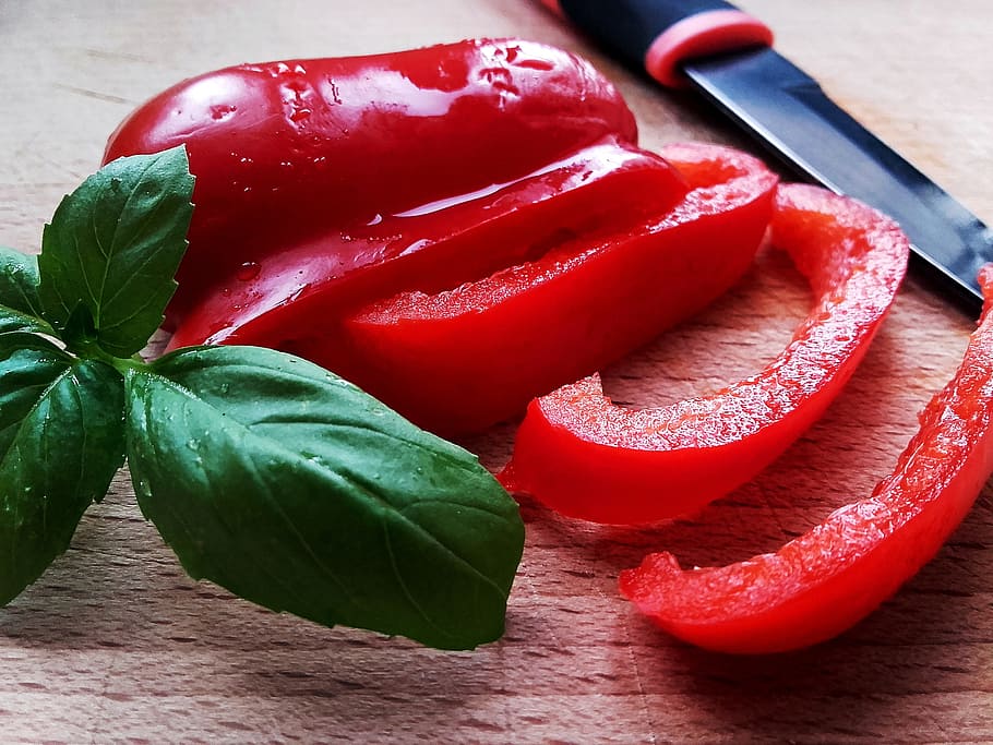 paprika, red, vitamin, eating, sweet peppers, the freshness, HD wallpaper