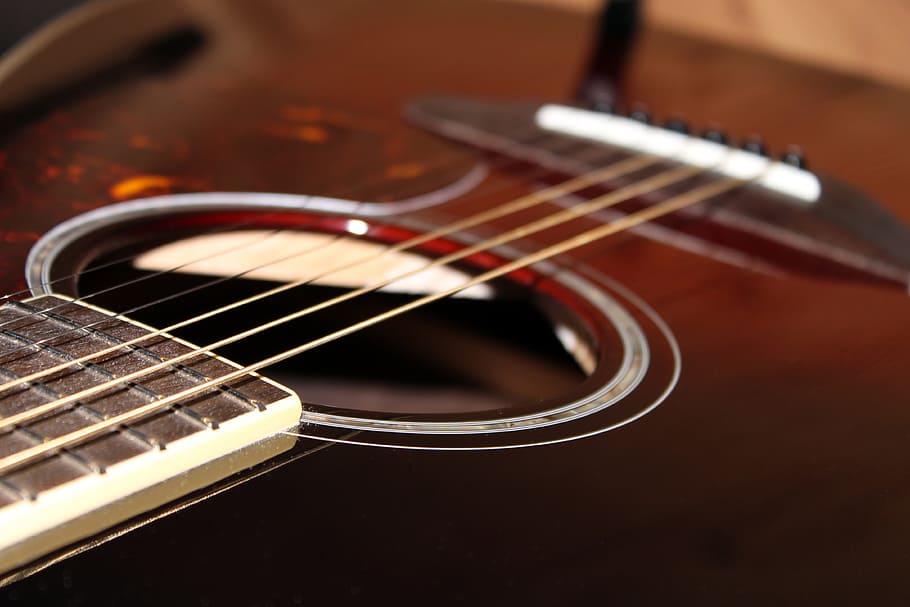Guitar, Macro, Stringed Instrument, akkustikgitare, music, musical instrument HD wallpaper