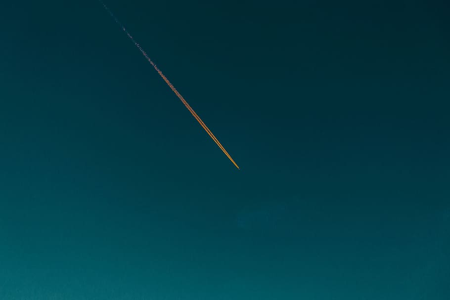 high angle photo of flying aircraft during daytime, shooting star on sky HD wallpaper