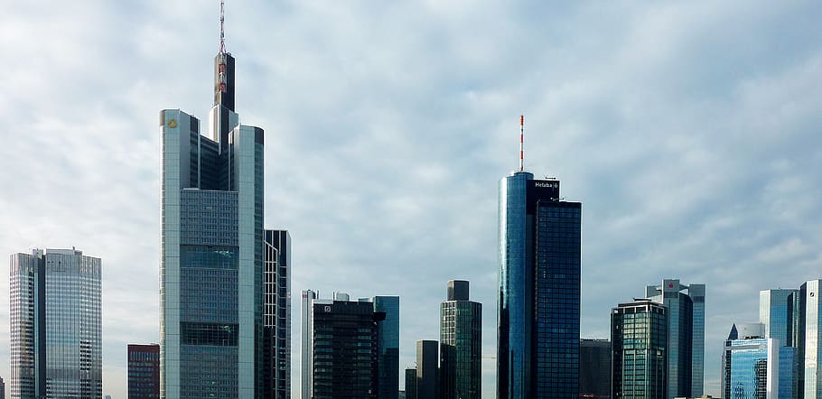 facade, river, frankfurt, building, house, sky, skyscraper, HD wallpaper