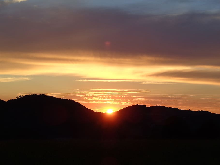 sunset, orange, red, evening, clouds, sky, nature, landscape HD wallpaper