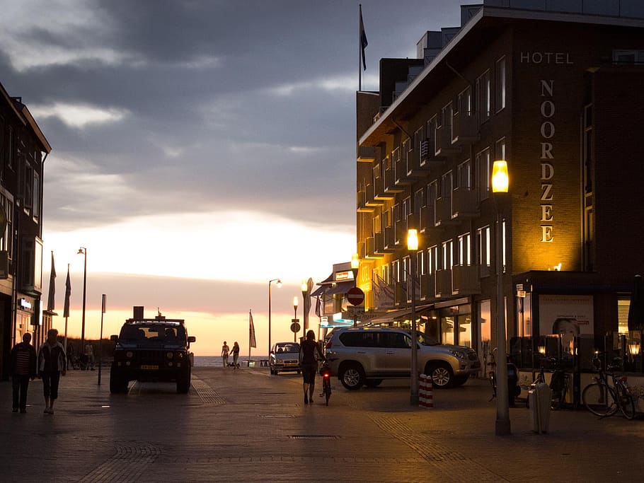 Holland, Katwijk, Night, car, transportation, land vehicle HD wallpaper