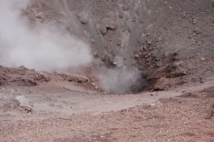 sicily, volcano, crater, geology, landscape, smoke - physical structure HD wallpaper