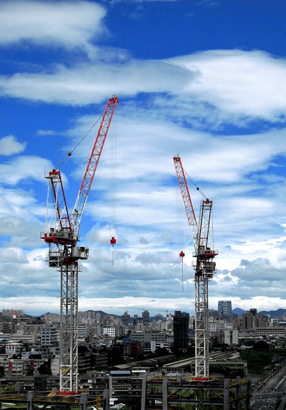 industry, crane, sky, expression, city, construction, crane - construction machinery HD wallpaper