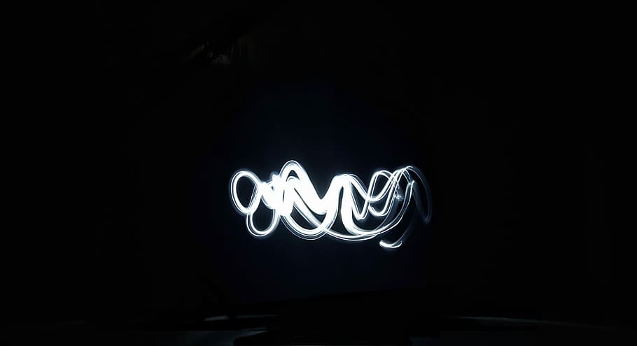 time lapse photo of white light, dark, night, sign, illuminated HD wallpaper