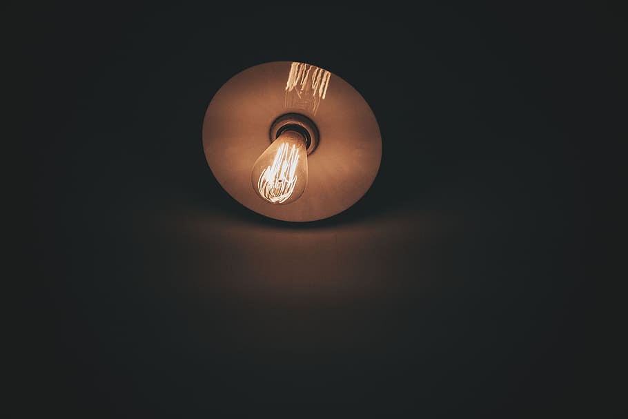 round brown LED light bulb, clear light bulb with round frame HD wallpaper