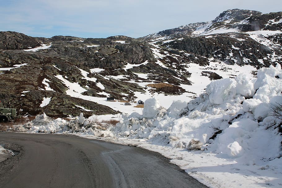 road, snow, mountains, outdoor, landscape, winter, travel, cold temperature HD wallpaper