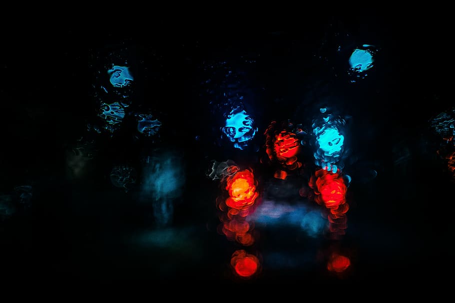 broken lights photo, photography, red, blue, abstract, dark HD wallpaper