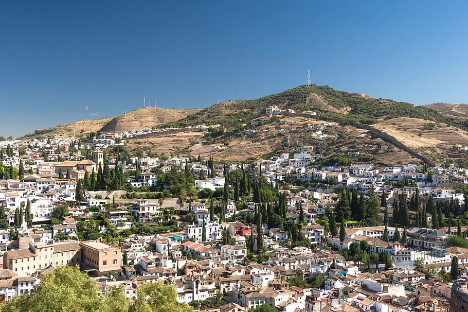 granada, spain, city, cities, landscape, mountains, buildings HD wallpaper