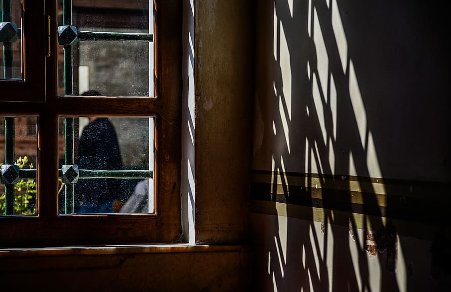 person behind window frame, person behind window pane, shadow HD wallpaper