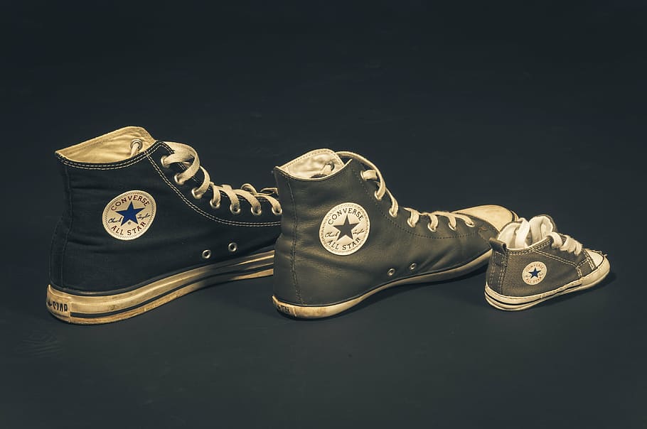 three black Converse All-Star high-tops, sneakers, chuck's, shoes, HD wallpaper