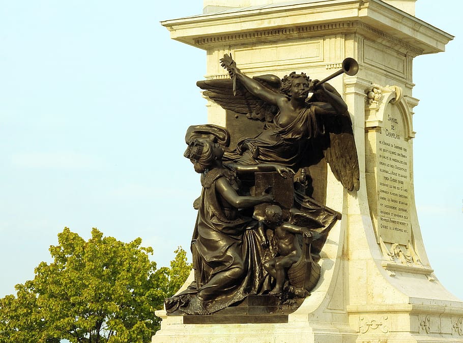 canada, quebec, old town, champlain, monument, bronze, sculpture HD wallpaper