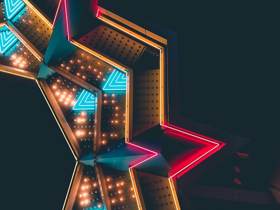 abstract structure establishment, aerial photography of light fixture HD wallpaper