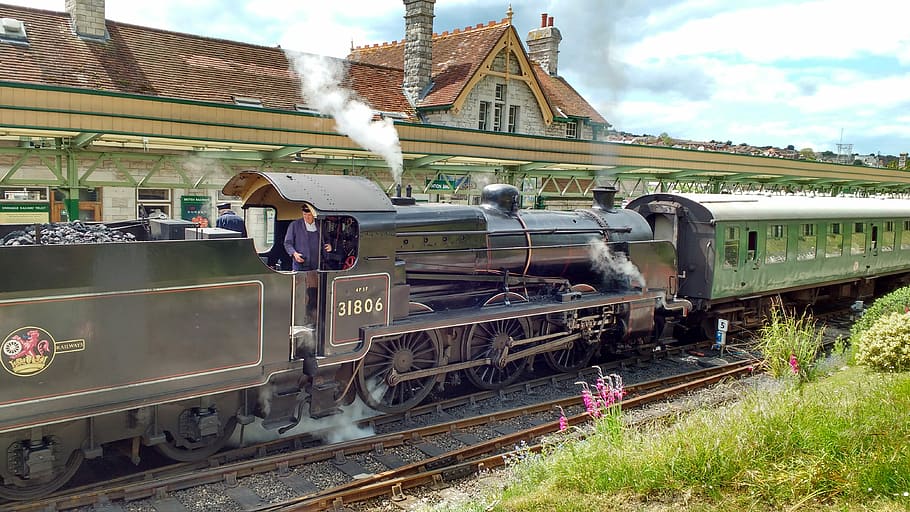 Steam, Train, Train, Engine, Locomotive, railway, station, carriage HD wallpaper