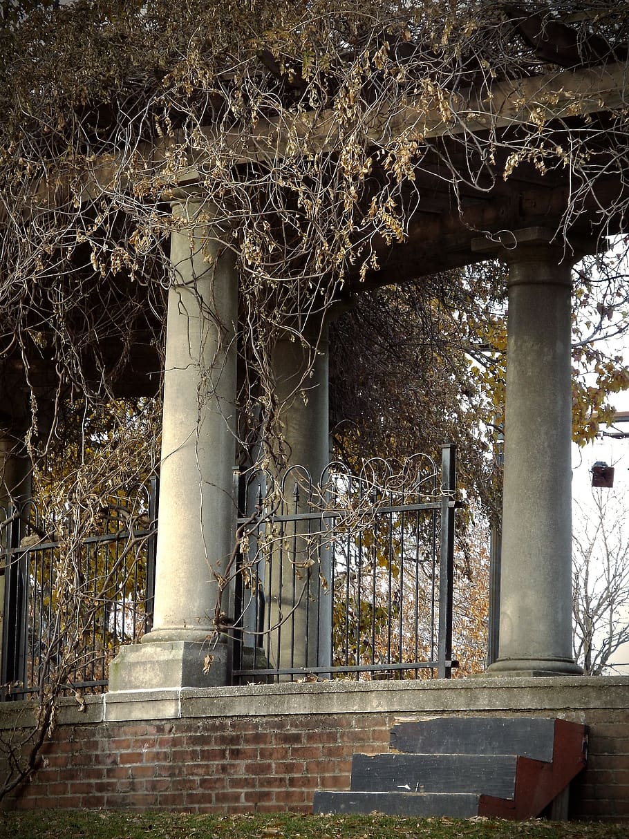 HD wallpaper: columns, arbor, pergola, picturesque, peaceful, gazebo