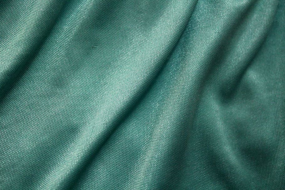 green textile, silk cloth background, smooth, blue, blue green