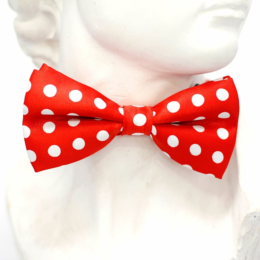 red and white polka-dot bow tie, points, fly, loop, fashion, man, HD wallpaper