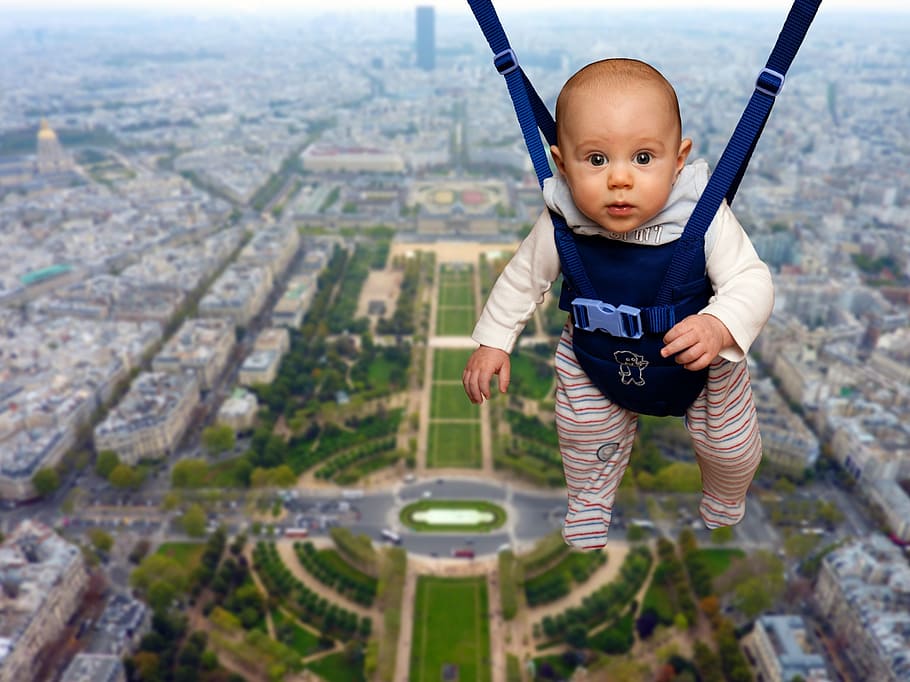 baby, cute, height, depend, belt, dangerous, abyss, deep, one person HD wallpaper