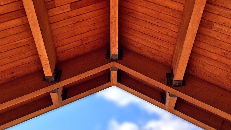 architecture, sky, building, blue, modern, structure, wood - material HD wallpaper