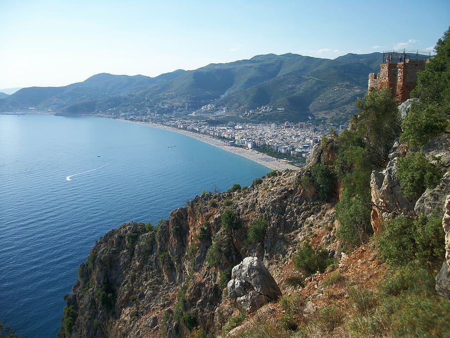 turkey, alania, cleopatra beach, sea, coastline, mediterranean Sea, HD wallpaper