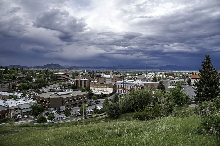 Overlook of Helena from a nearby hill , clouds, featured, grass HD wallpaper