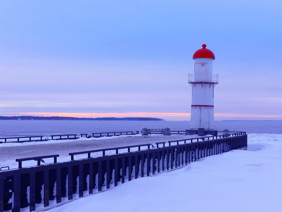 Lighthouse, Water, River, Jetty, Cap, sky, horizon, marine HD wallpaper