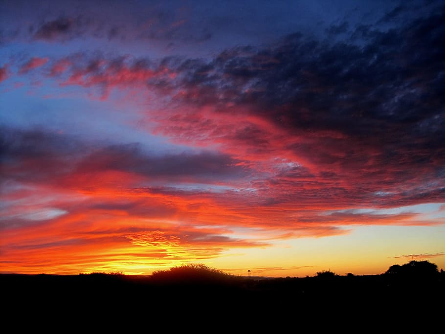 Sunset, Clouds, Flocked, Reds, Dark, crimson, orange, vermillion HD wallpaper
