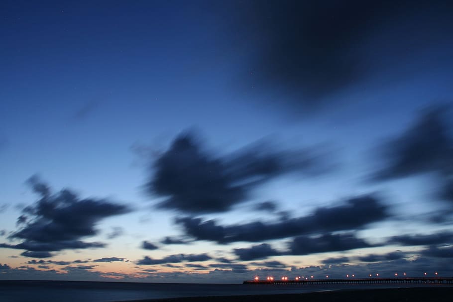 Baltic Sea, Sea, Coast, Beach, Clouds, long exposure, twilight HD wallpaper