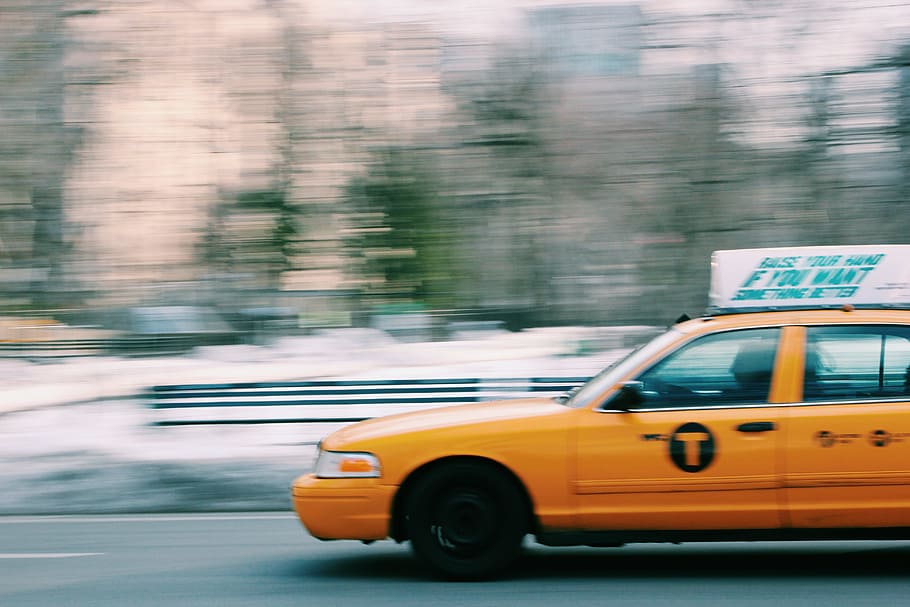 photo of yellow taxi, time lapse photography of taxi, Hurry up, HD wallpaper
