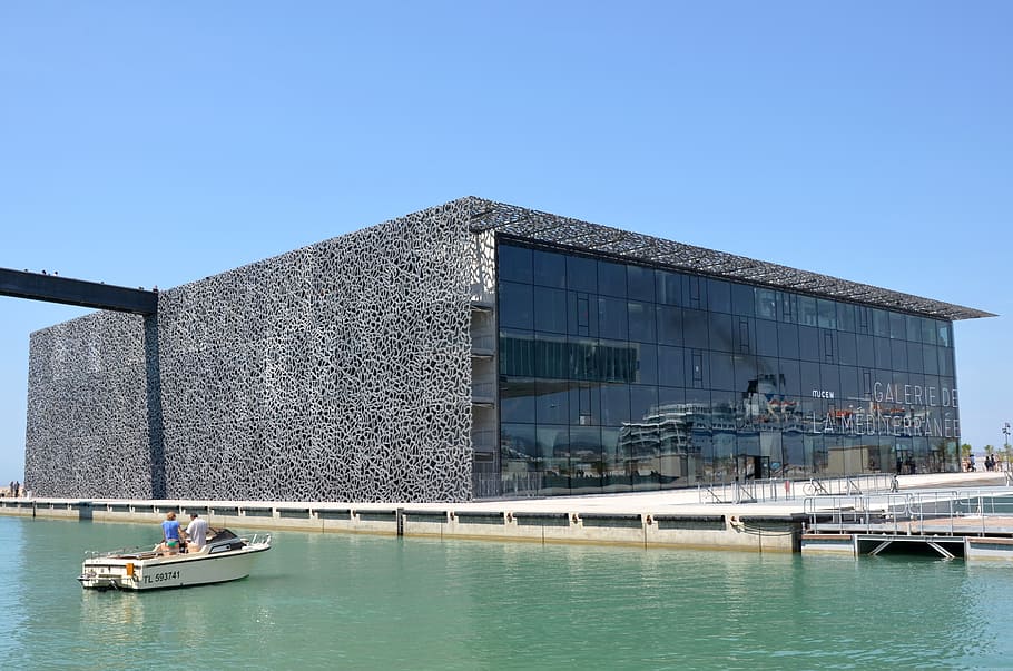 building, marseille, muceml, water, architecture, built structure HD wallpaper