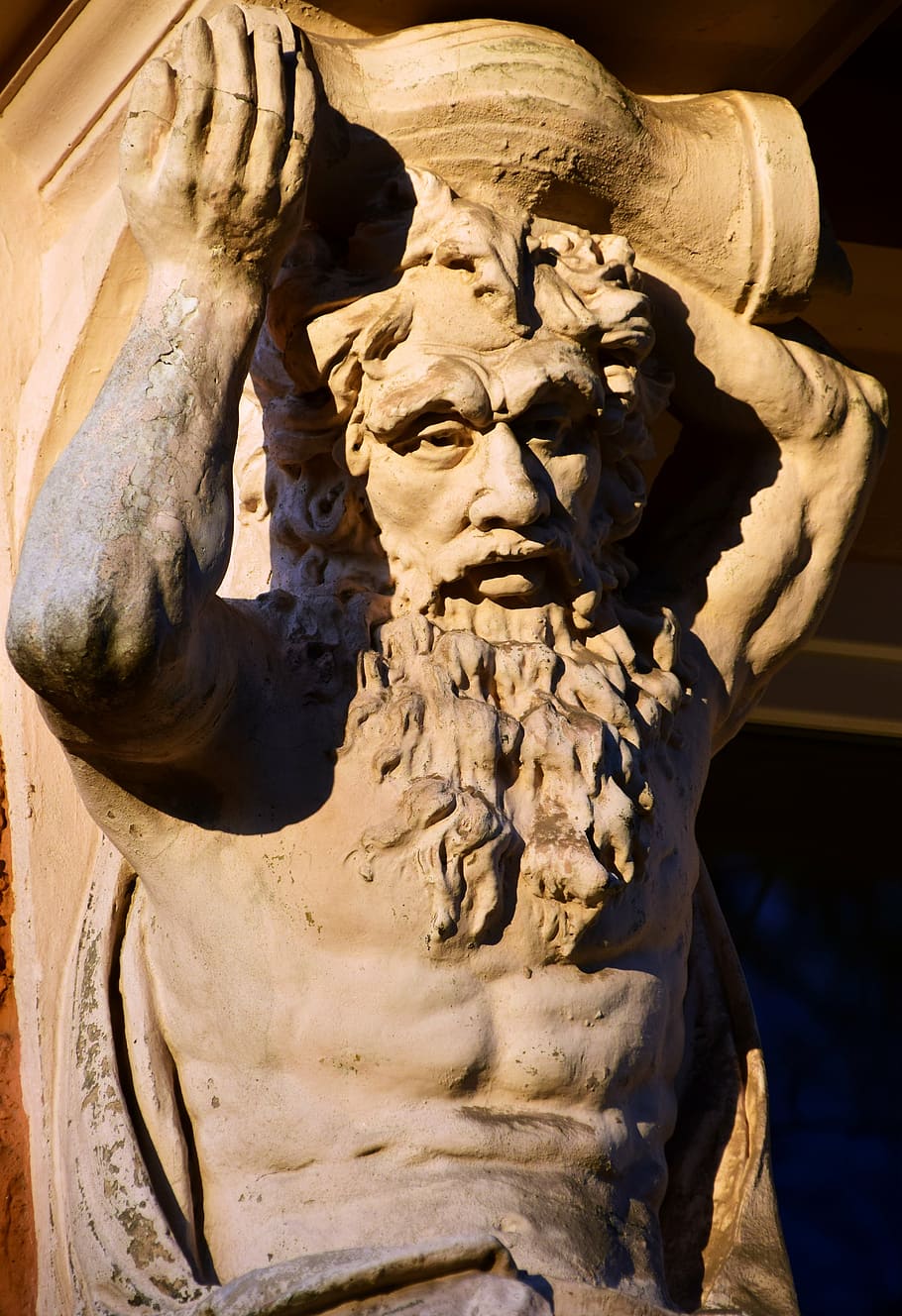 atlas, statue, door, input, house facade, art, historically HD wallpaper