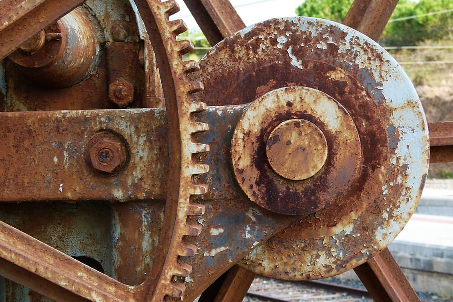 sprockets, mechanism, machine, rusty, symbol, oxide, gear, metal HD wallpaper
