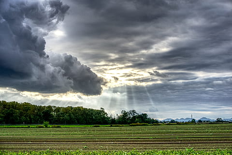 sunbeam, clouds, drama, sky, rays, mood, mystical, god, faith HD wallpaper