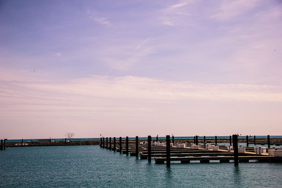 sunset, sky, clouds, dock, pier, marina, harbor, harbour, ocean HD wallpaper