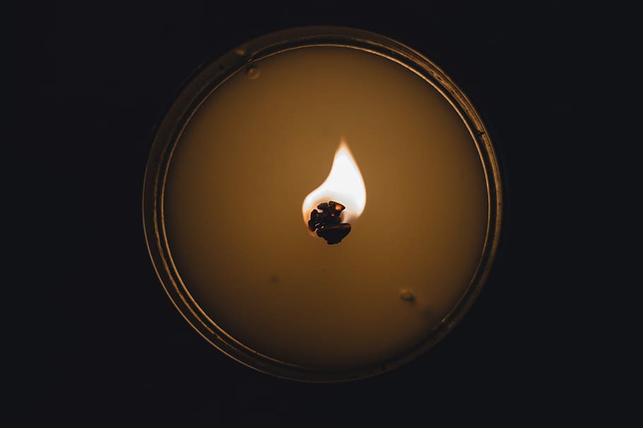 burning candle photography, high angle photo of lighted candle HD wallpaper