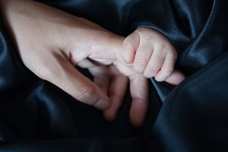 baby holding person's finger, touch, special, caring, care HD wallpaper