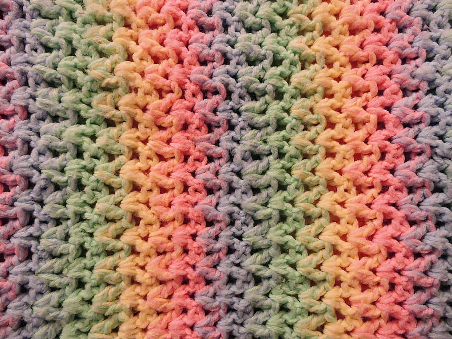 multicolor threads, blanket, baby, ombre, crochet, rainbow, gradient, HD wallpaper