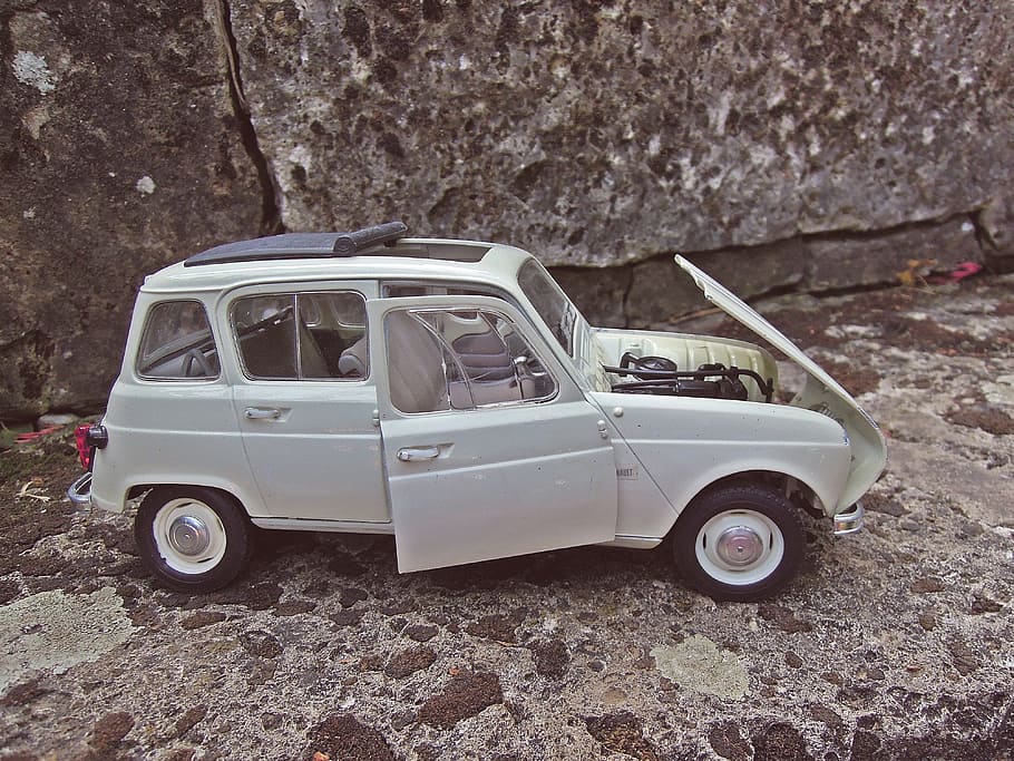 renault, r4, model, miniature, car, retro, mode of transportation HD wallpaper