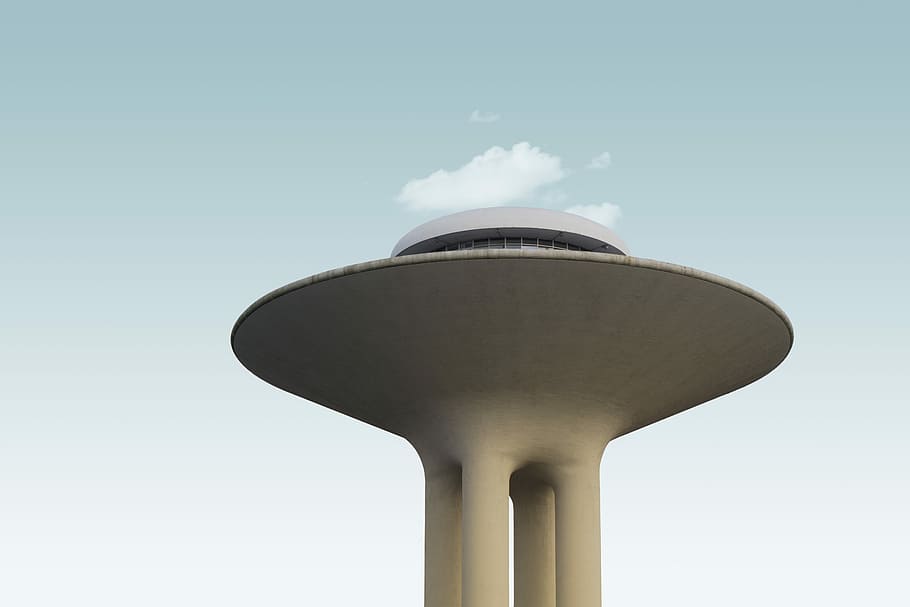 white concrete tower under green sky, building, structure, architecture HD wallpaper