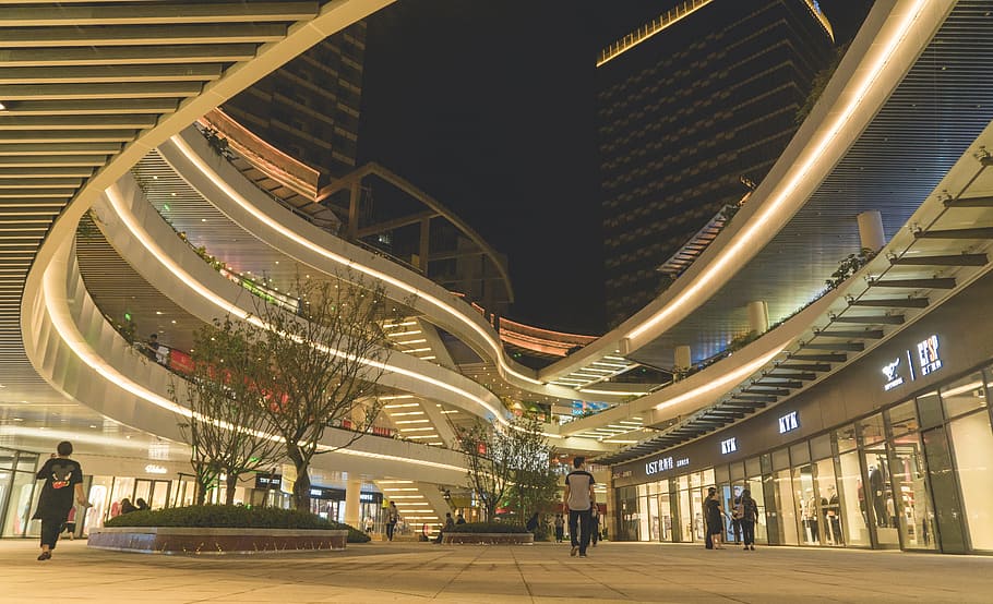 HD wallpaper: man standing near trees, Night, Shopping Mall, Light, Lights  | Wallpaper Flare