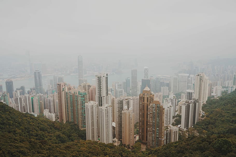 high-angle view of high-rise buildings, aerial photography of high-rise building at daytime HD wallpaper
