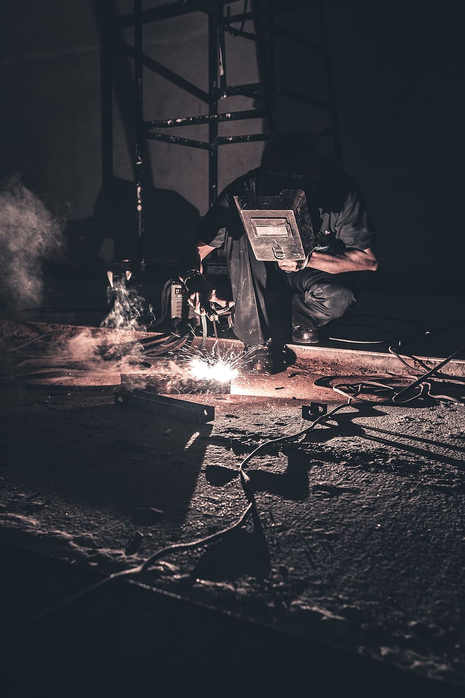 dark, night, welder, welding, machine, rod, people, man, heat - temperature