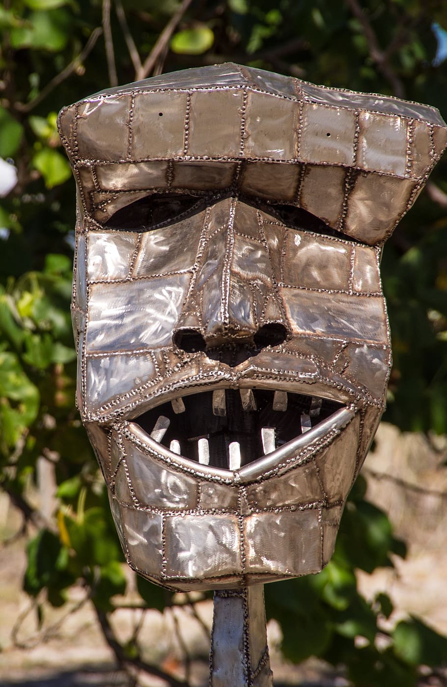 face, head, silver, sculpture, art, metal, contemporary, modern HD wallpaper