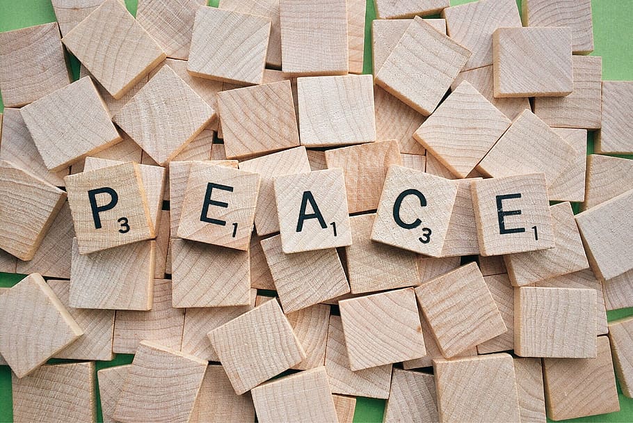peace scrabble signage, word, letters, wood - material, large group of objects, HD wallpaper