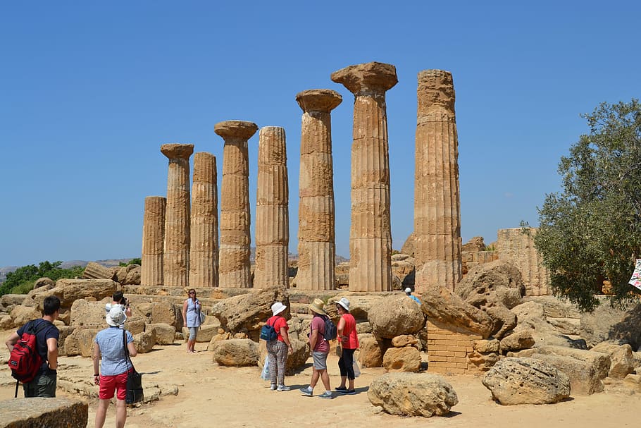Sicily, Agrigento, Temple, Ruins, heracles, hercules, greek HD wallpaper