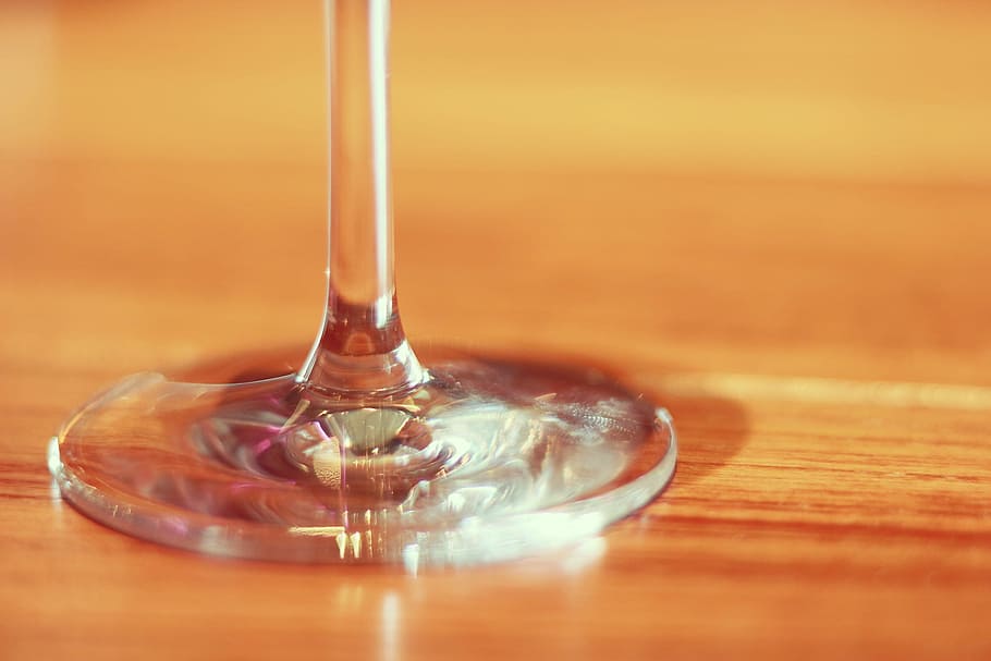 round glass stem on brown wooden table, alcohol, drink, drinking Glass HD wallpaper