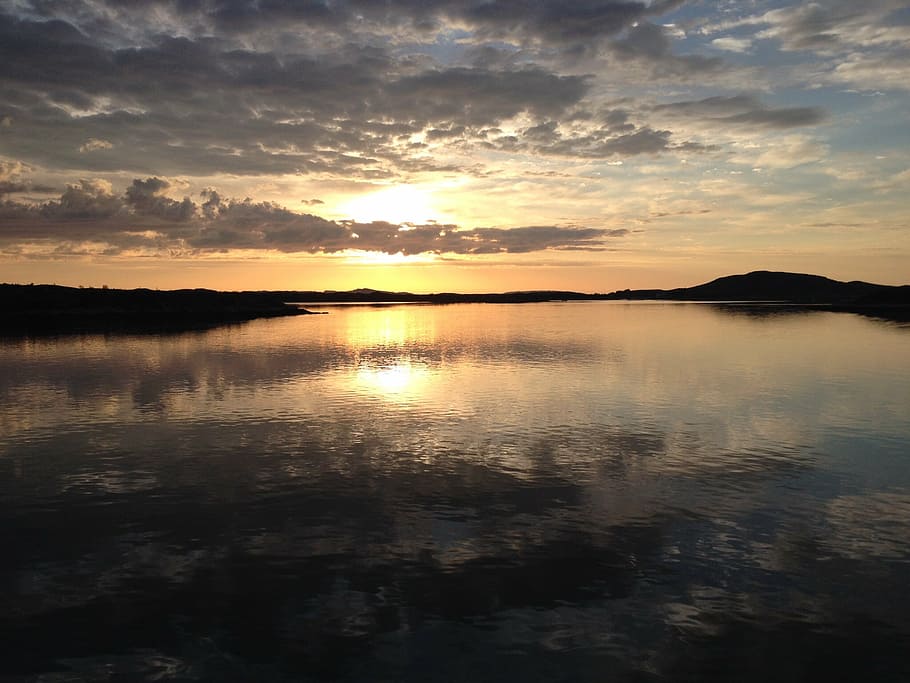 norway, sun, sunset, sky, water, tranquility, reflection, beauty in nature HD wallpaper