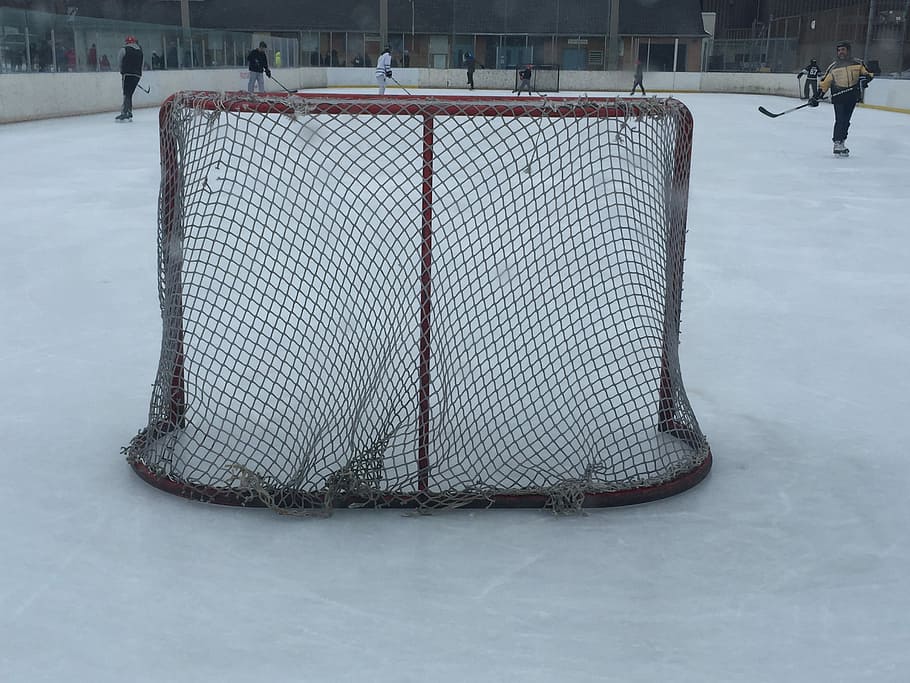 hockey goal, Net, Hockey Rink, Outdoor, Ice, sport, winter, empty